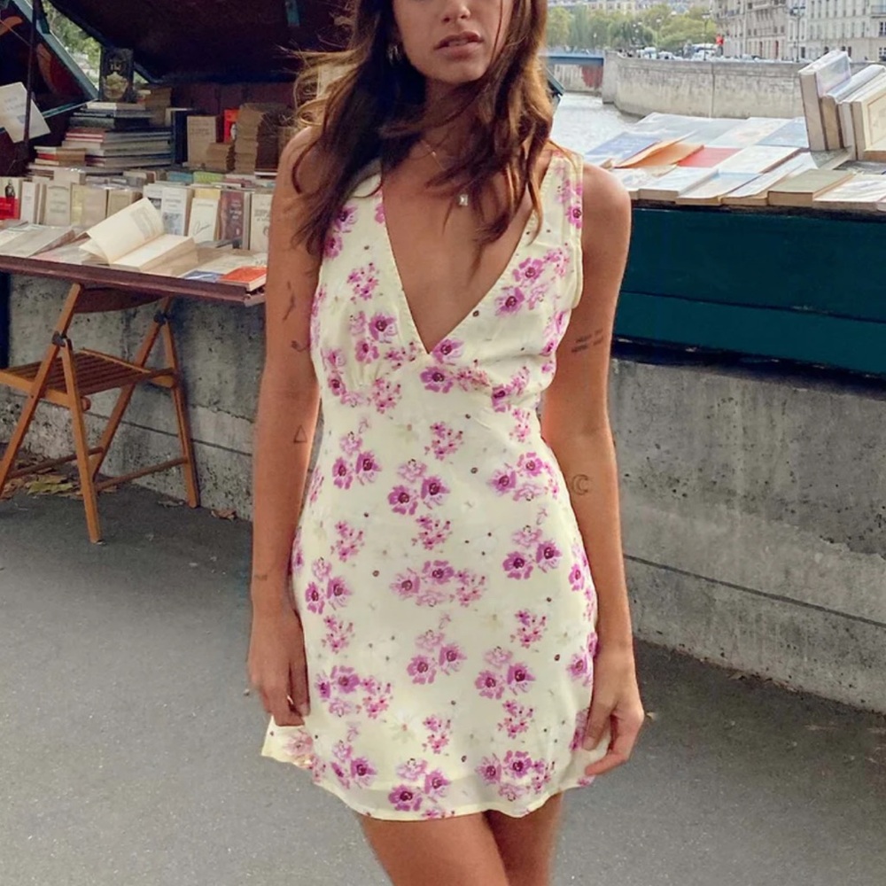 Princess polly nellie yellow mini dress floral size medium